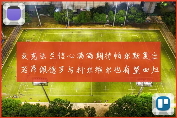 麦克法兰信心满满期待帕尔默复出若昂佩德罗与科尔维尔也有望回归